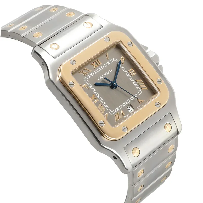 W20030C4 קרטייה סנטוס ג';לבי 29 מ';';מ הגדול | דגם משולב זהב בלוח אפור מיוחד | שעון יד 2 במצב מצויין כולל שנתיים אחריות | דגם יוניסקס | Cartier Santos W20030C4 18k & Steel 29mm UNISEX Watch