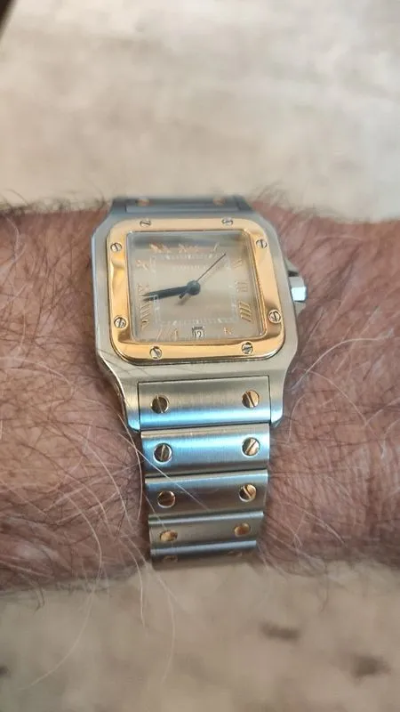 W20030C4 קרטייה סנטוס ג';לבי 29 מ';';מ הגדול | דגם משולב זהב בלוח אפור מיוחד | שעון יד 2 במצב מצויין כולל שנתיים אחריות | דגם יוניסקס | Cartier Santos W20030C4 18k & Steel 29mm UNISEX Watch