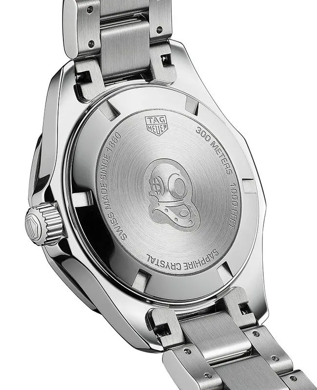 WAY131L.BA0748 שעון טאג הויאר אקוורייסר לנשים | דגם בלוח פנינה כחול מיוחד משובץ 11 יהלומים | 300 מטר | שנתיים אחריות | TAG Heuer Aquaracer Quartz 35mm Ladies Watch Blue