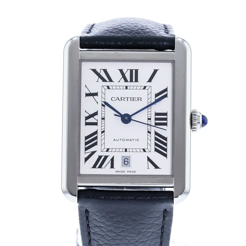 WSTA0029 שעון קרטייה טנק סולו אוטומטי XL יד 2 כמו חדש | סט מלא עם תעודות וקופסא | שנה אחריות | Cartier Tank Solo XL Automatic Silver Dial Men';s Watch WSTA0029