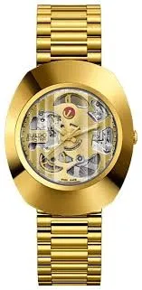 R-60643025 שעון ראדו יבואן רשמי מסדרת אוריג';נל | דגם חדש סקלטון 35 מ';';מ יוניסקס | מנגנון אוטומטי | מלאי מוגבל | 5 שנים אחריות | Rado The Original Automatic Gold Skeleton Watch R12064253