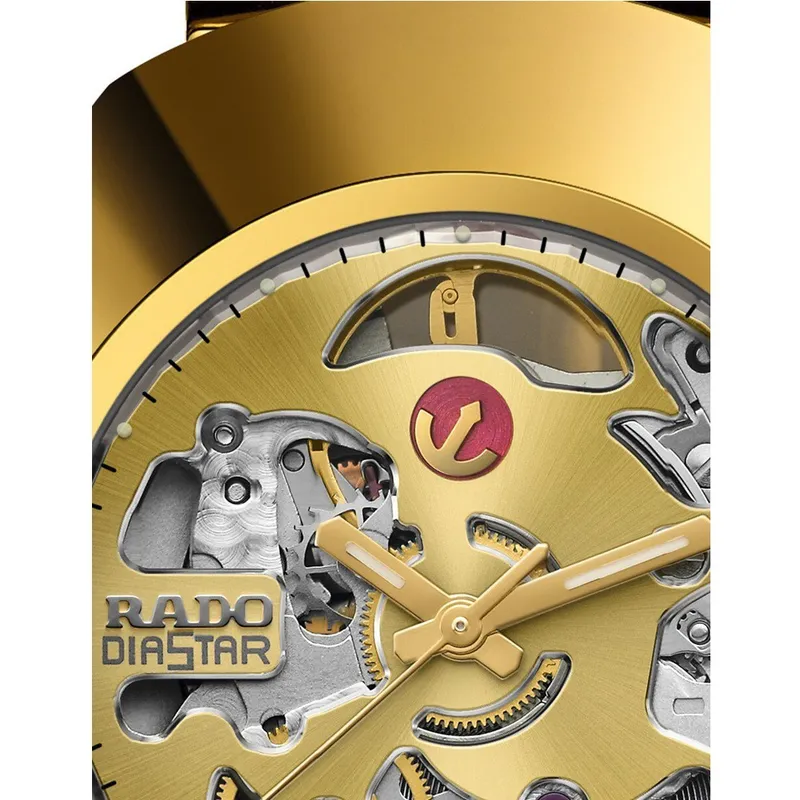 R-60643025 שעון ראדו יבואן רשמי מסדרת אוריג';נל | דגם חדש סקלטון 35 מ';';מ יוניסקס | מנגנון אוטומטי | מלאי מוגבל | 5 שנים אחריות | Rado The Original Automatic Gold Skeleton Watch R12064253