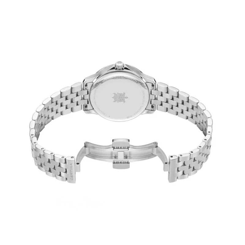 C045.010.11.051.00 שעון סרטינה די אס 8 מהסדרה חדשה לנשים | לוח שחור עם תאריכון | רצועת פלדת אל חלד | 5 שנים אחריות יבואן רשמי | CERTINA DS-8 31mm Ladies Watch C0450101105100