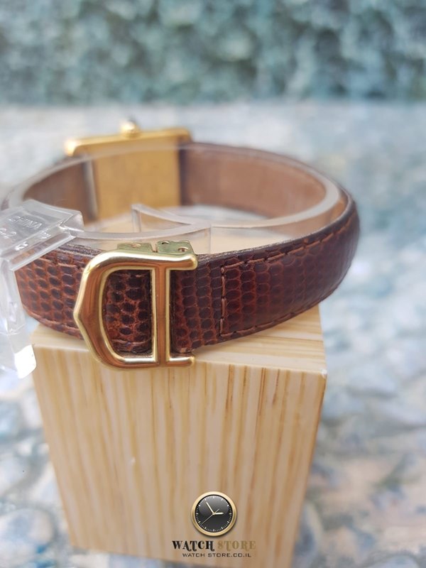 שעון יד קרטייה טנק לנשים | שעון יד 2 כולל שנה אחריות | רצועת עור מקורית | Cartier Must 21 quartz womens Watch 1613