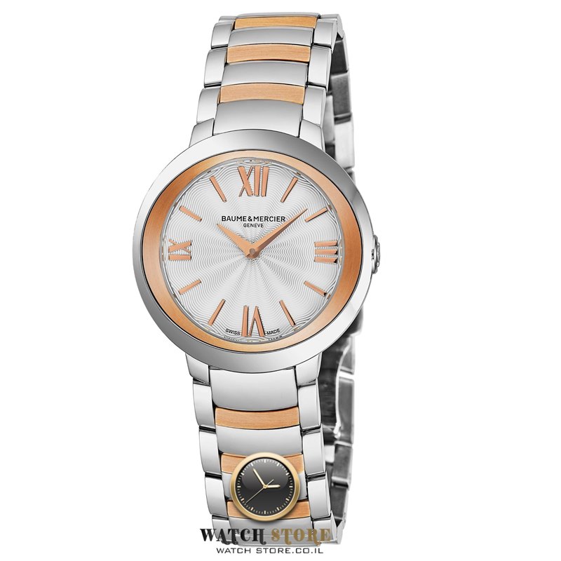שעון יד באום מרסייה לנשים | שעון זהב 18 קראט משולב פלדה | שנתיים אחריות | Baume and Mercier Women';s Promesse Watch MOA10159