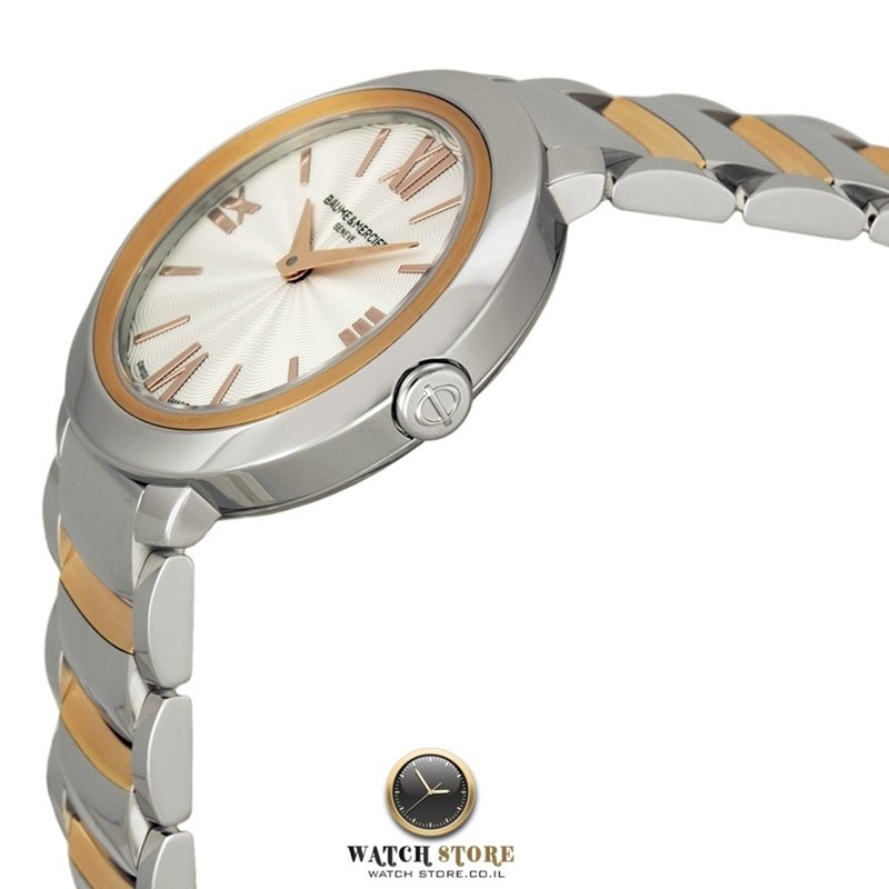 שעון יד באום מרסייה לנשים | שעון זהב 18 קראט משולב פלדה | שנתיים אחריות | Baume and Mercier Women';s Promesse Watch MOA10159