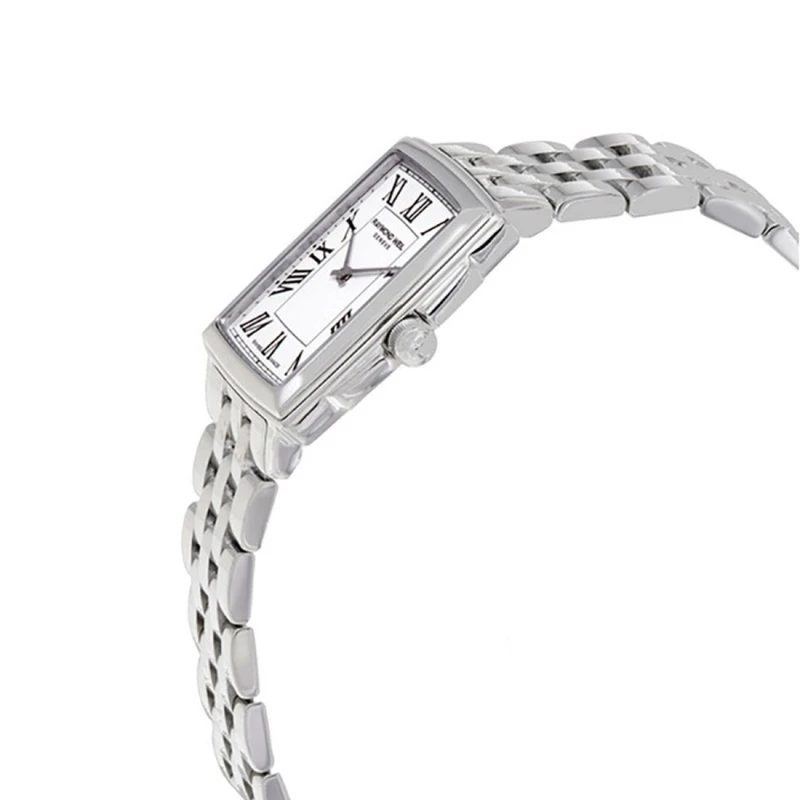 5925-ST-00300 שעון ריימונד וייל לנשים מסדרת טוקטה החדשה | שעון מלבני יוקרתי אופנתי בלוח רומי לבן | שנתיים אחריות יבואן רשמי | Raymond Weil Toccata Quartz Watch | 5925-ST-00300