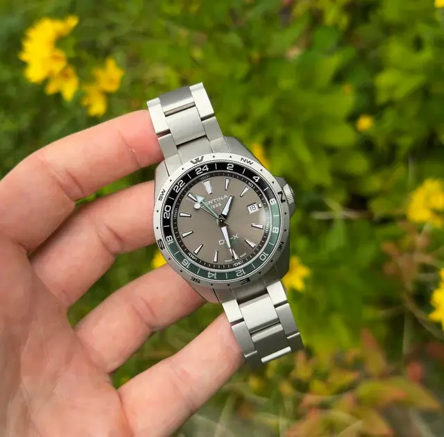 C047.452.11.081.00 סרטינה DS-X החדש לגברים | שעון משולב ירוק במנגנון חדש | דגם GMT עם 5 שנות אחריות יבואן רשמי| NEW C0474521108100 Watch Certina DS-X GMT Quartz 41mm