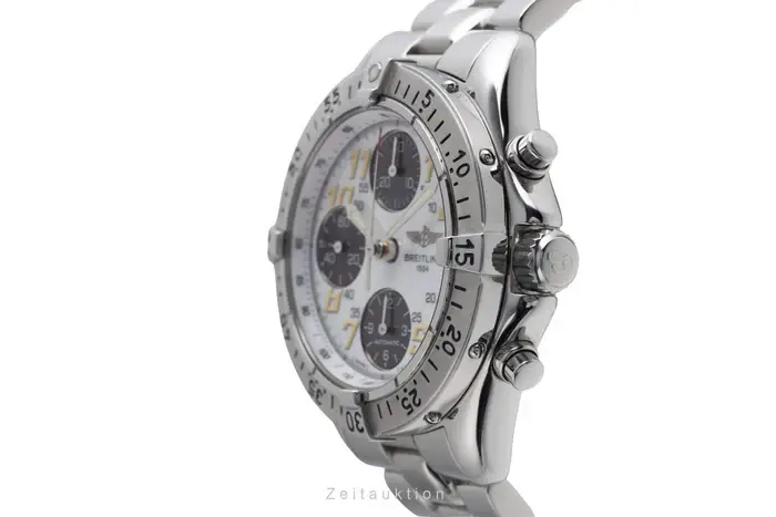 A13335 שעון יד ברייטלינג קולד אוטומטי כרונוגרף 41 מ';';מ יד 2 שמור מאד לגברים | לוח לבן שחור ';';פנדה';'; | כולל אחריות | BREITLING Colt A13335 Chronograph Automatic SS