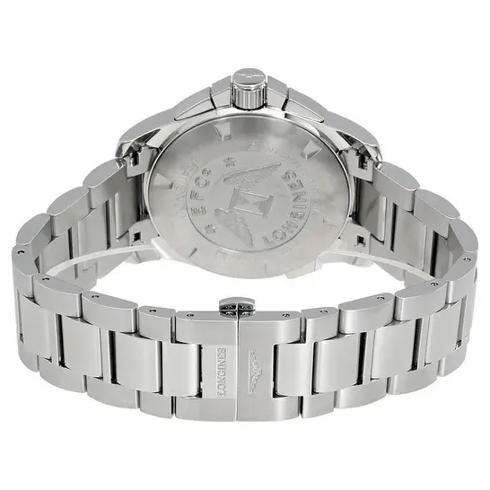 L36604566 שעון יד 2 לונג';ין לגברים | דגם כרונוגרף בלוח שחור 41 מ';';מ | שעון שור מאד | כולל אחריות | Conquest Chronograph Black Dial Stainless Steel Men';s Watch L36604566