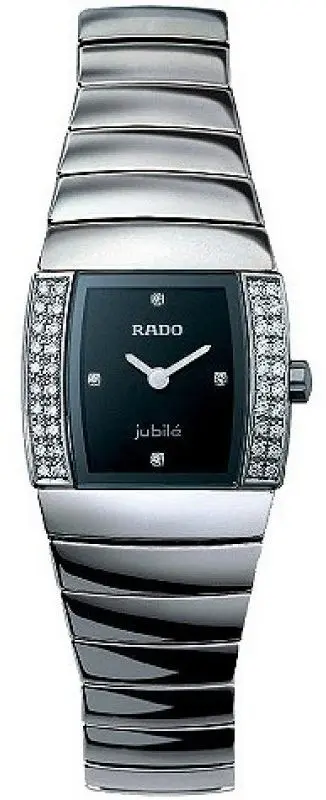 153.0578.3.071 שעון ראדו סינטרה לנשים יד 2 | דגם מיני משובץ 44 יהלומים | קרמיקה כסופה בלוח שחור | שנה אחריות כולל קופסא וכרטיסים | Pre-Owned Rado Sintra 153.0578.3.071 available to buy