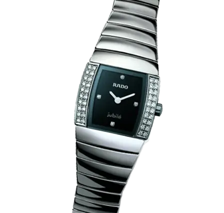 153.0578.3.071 שעון ראדו סינטרה לנשים יד 2 | דגם מיני משובץ 44 יהלומים | קרמיקה כסופה בלוח שחור | שנה אחריות כולל קופסא וכרטיסים | Pre-Owned Rado Sintra 153.0578.3.071 available to buy