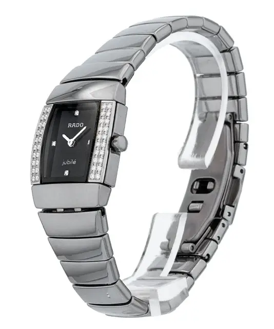 153.0578.3.071 שעון ראדו סינטרה לנשים יד 2 | דגם מיני משובץ 44 יהלומים | קרמיקה כסופה בלוח שחור | שנה אחריות כולל קופסא וכרטיסים | Pre-Owned Rado Sintra 153.0578.3.071 available to buy