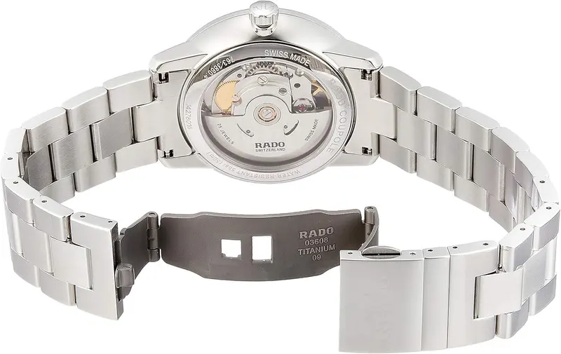 R22860023 שעון ראדו קופל אוטומטי יד 2 כמו חדש | לוח לבן פסים מיוחד | מחוגים רוז | חלון אחורי שקוף | כולל אחריות קופסא וכרטיסים | Rado Unisex R22860023 Coupole Classic Automatic Watch