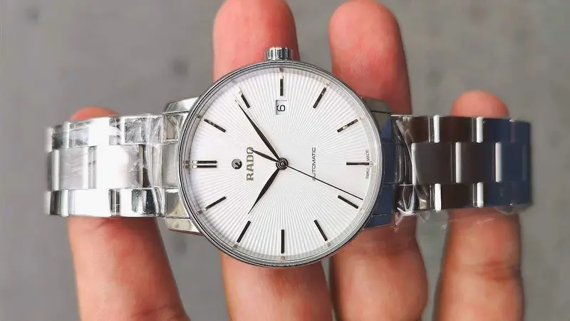 R22860023 שעון ראדו קופל אוטומטי יד 2 כמו חדש | לוח לבן פסים מיוחד | מחוגים רוז | חלון אחורי שקוף | כולל אחריות קופסא וכרטיסים | Rado Unisex R22860023 Coupole Classic Automatic Watch