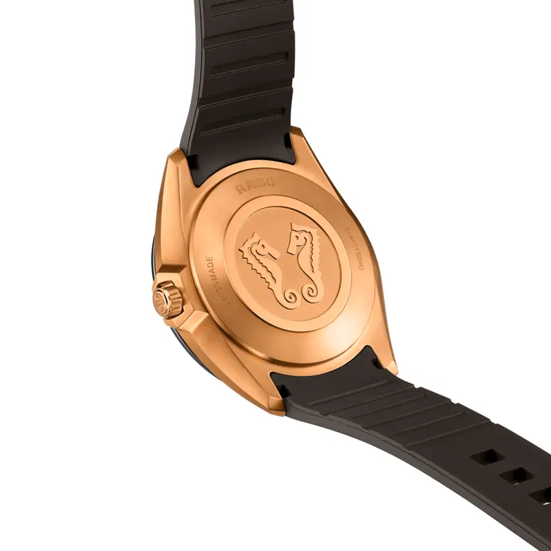 R62813130 | R32281309 שעון ראדו יבואן רשמי לגברים | דגם חדש מסדרת הייפרכרום | דגם ספורט אלגנטי ברצועת סיליקון חומה | לוח חום זרחני | Rado Hyperchrome Brown Dial Rubber Strap Watch R32281309