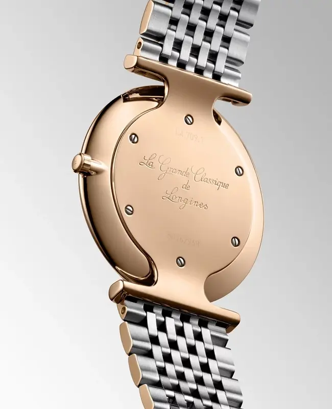 L47091577 שעון יד לונג';ין לאישה | דגם טוטון זהב רוז דק מאד מסדרת לה גרנדה | לוח שחור משובץ 12 יהלומים כולל שנתיים אחריות | מלאי מוגבל | Longines La Grande Classique De Longines L4.709.1.57.7