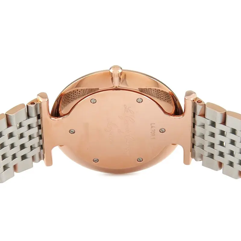 L47091577 שעון יד לונג';ין לאישה | דגם טוטון זהב רוז דק מאד מסדרת לה גרנדה | לוח שחור משובץ 12 יהלומים כולל שנתיים אחריות | מלאי מוגבל | Longines La Grande Classique De Longines L4.709.1.57.7