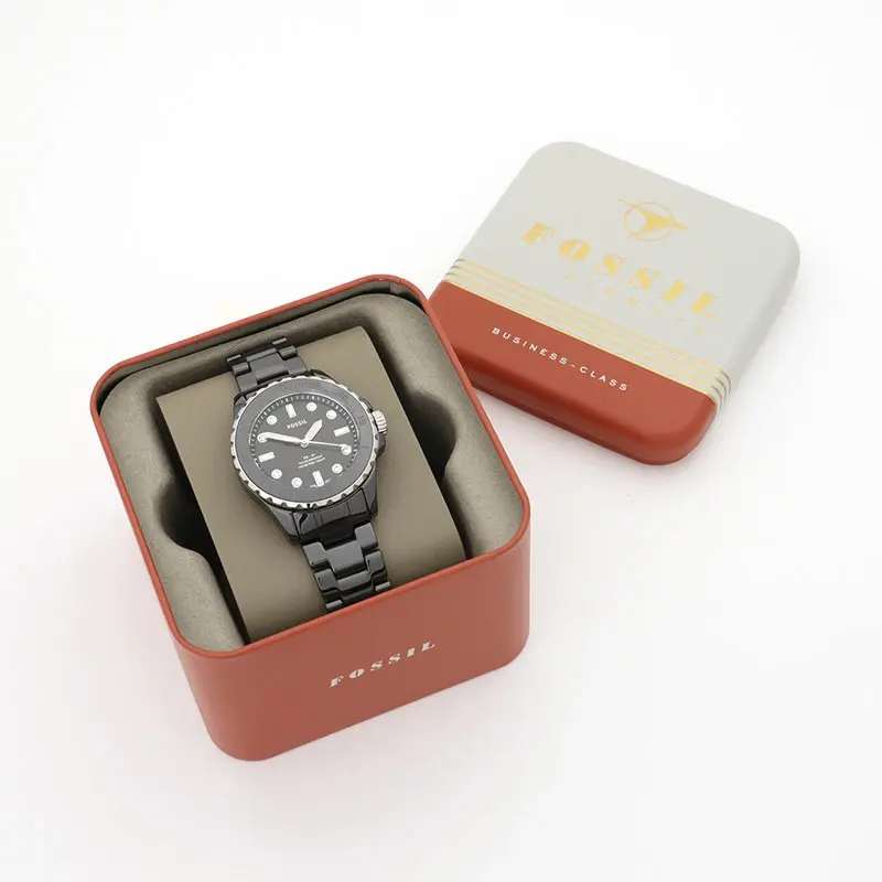 CE1108 שעון קרמי של פוסיל לנשים דגם שחור 36 מ';';מ | שעון אופנתי יוקרתי בלוח שחור קריסטלים | Fossil FB-01 Analog Ceramic Black Dial Quartz CE1108