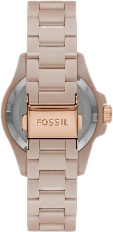 CE1111 שעון לאישה של פוסיל | דגם חדש בצבע ניוד | שעון קרמיקה בלוח קריסטלים | שעוני אופנה יוקרתיים | FB-01 Three-Hand Salted Caramel Ceramic Watch CE1111