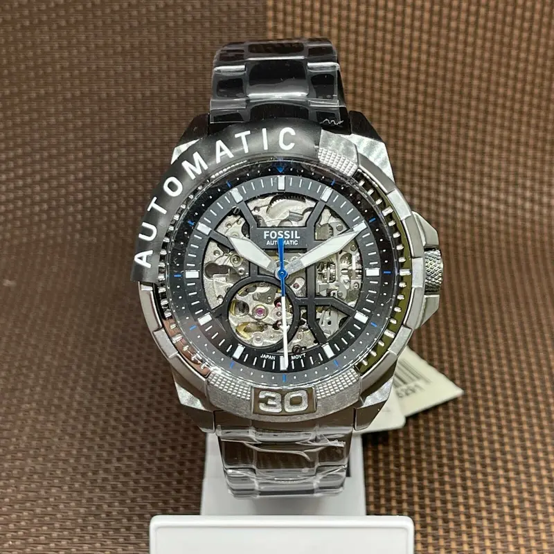 ME3218 שעון אוטומטי לגברים של פוסיל | דגם סקלטון אפור שחור | שעון אופנתי יוקרתי | סדרה חדשה כולל שנתיים אחריות |