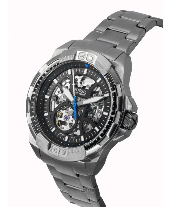 ME3218 שעון אוטומטי לגברים של פוסיל | דגם סקלטון אפור שחור | שעון אופנתי יוקרתי | סדרה חדשה כולל שנתיים אחריות |