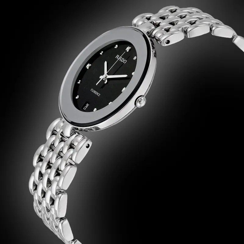 R48792153 ראדו פלורנס יד 2 לאישה | דגם 32 מ';';מ לוח שחור | שמור מאד כולל כל הכרטיסים וקופסא | Flourence Black Dial Stainless Steel Ladies Watch R48792153 by Rado