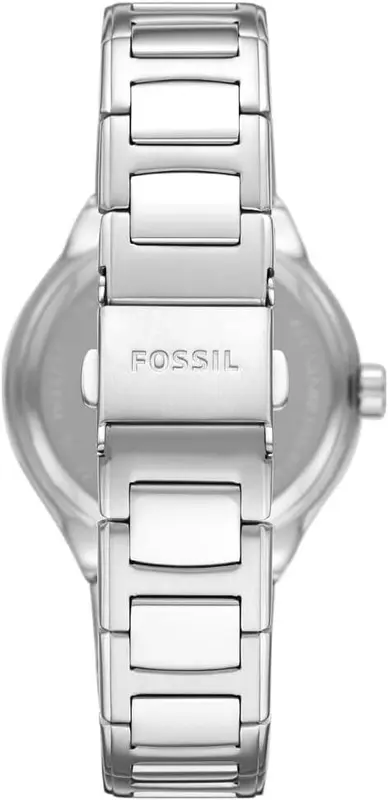 BQ3720 שעון פוסיל לנשים | לוח כחול מיוחד כולל תאריכון ימים | באזל משובץ זרקונים | מלאי מוגבל | שנתיים אחריות | Fossil Eevie Women';s Silver Stainless Steel Watch. BQ3720