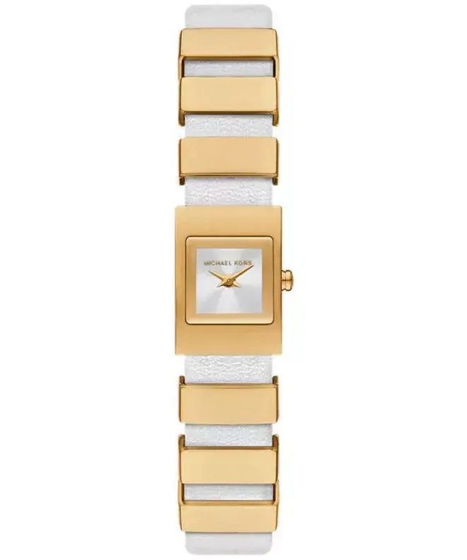 MK4899 שעון מיוחד ואופנתי של מייקל קורס לאישה | דגם ברצועת עור לבנה משולב חוליות זהב | מלאי מוגבל בהחלט | שנתיים אחריות | Darrington Quartz White Dial Ladies Watch MK4899 by Michael Kors