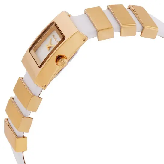 MK4899 שעון מיוחד ואופנתי של מייקל קורס לאישה | דגם ברצועת עור לבנה משולב חוליות זהב | מלאי מוגבל בהחלט | שנתיים אחריות | Darrington Quartz White Dial Ladies Watch MK4899 by Michael Kors