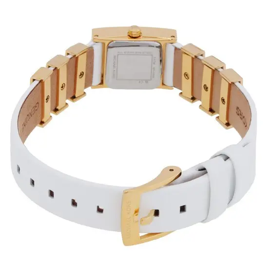 MK4899 שעון מיוחד ואופנתי של מייקל קורס לאישה | דגם ברצועת עור לבנה משולב חוליות זהב | מלאי מוגבל בהחלט | שנתיים אחריות | Darrington Quartz White Dial Ladies Watch MK4899 by Michael Kors