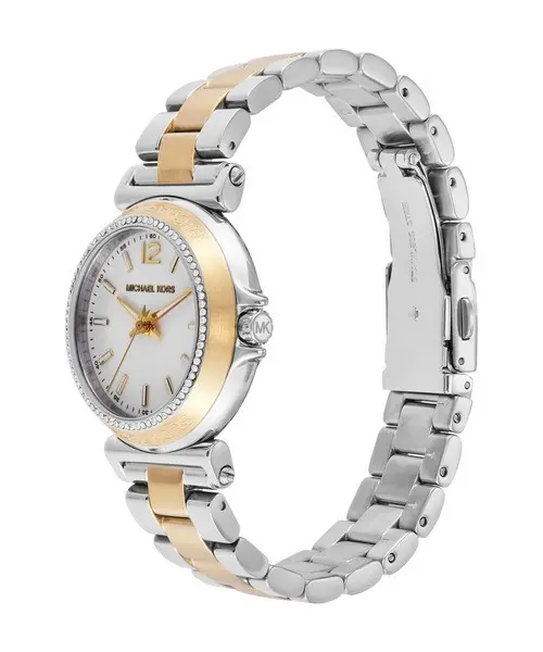 MK7492 שעון מייקל קורס לאישה | דגם חדש ברצעת פלדה משולבת זהב | באזל מקטמר עם שיבוץ זרקונים | שעון אופנתי עם שנתיים אחריות יבואן | Michael Kors Maren Two Tone Watch MK7492
