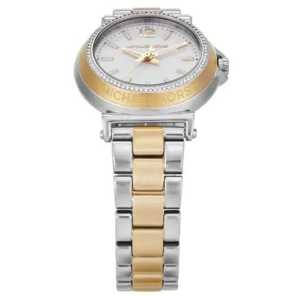 MK7492 שעון מייקל קורס לאישה | דגם חדש ברצעת פלדה משולבת זהב | באזל מקטמר עם שיבוץ זרקונים | שעון אופנתי עם שנתיים אחריות יבואן | Michael Kors Maren Two Tone Watch MK7492