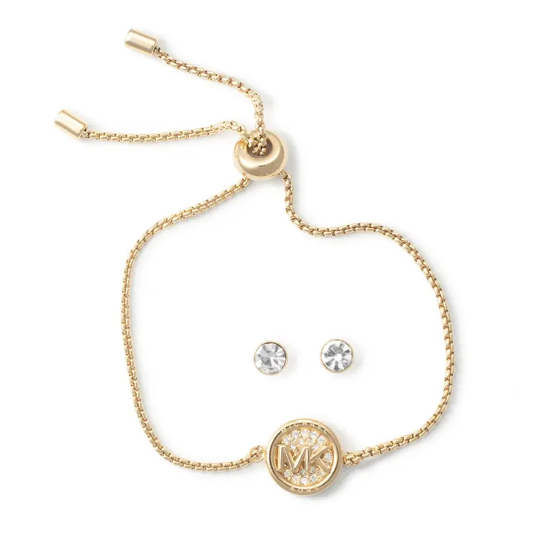 MKO9001SET שעון מייקל קורס לאישה | מארז מיוחד הכולל צמיד ועגילים תואמים | רצועת עור ממותגת |באזל משובץ אבנים | מלאי מוגבל | שנתיים אחריות | Michael Kors MKO9001SET Addyson Gift Set