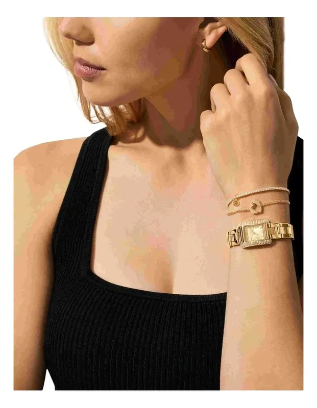 MK7510SET שעון חדש של מייקל קורס | דגם מלבני שמגיע כסט עם 2 צמידים מקוריים | שעון משובץ זרקונים עם שנתיים אחריות | Michael Kors MK7510SET Ladies Emery Watch and Bracelets Gift Set