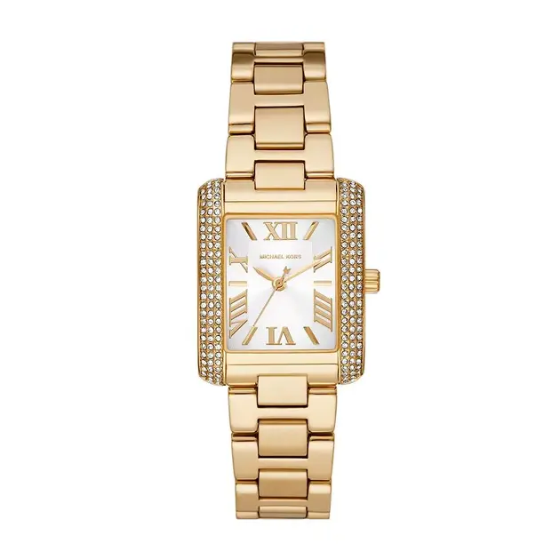 MK7510SET שעון חדש של מייקל קורס | דגם מלבני שמגיע כסט עם 2 צמידים מקוריים | שעון משובץ זרקונים עם שנתיים אחריות | Michael Kors MK7510SET Ladies Emery Watch and Bracelets Gift Set