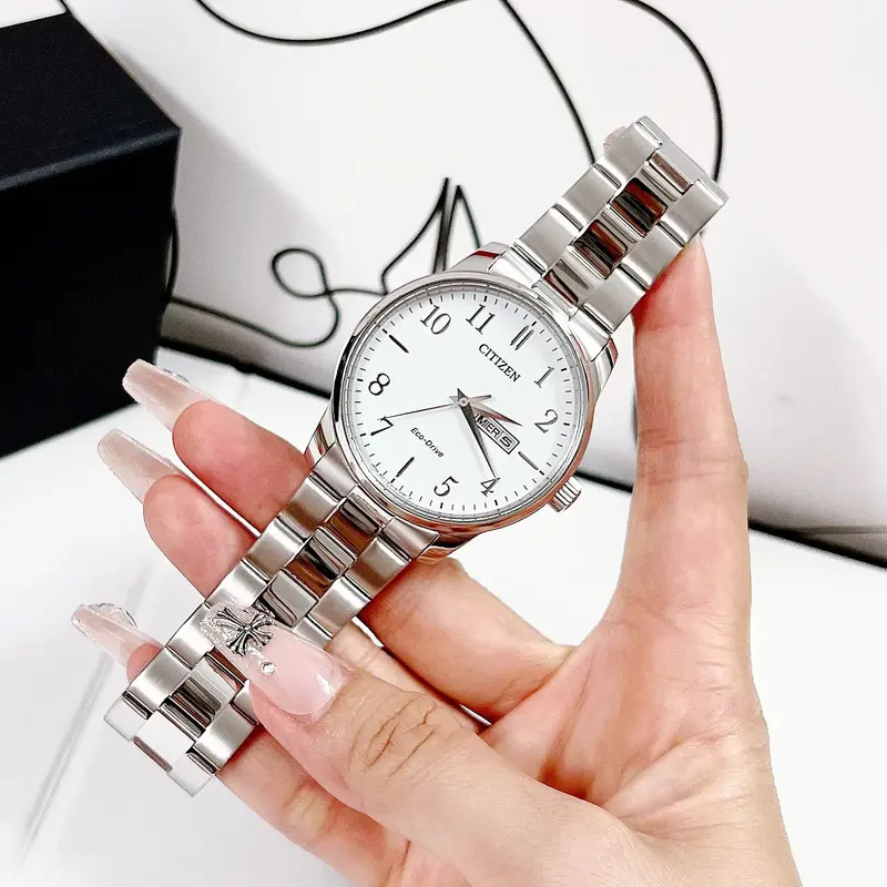 BM8551-54A שעון סיטיזן קלאסי אלגנטי לגברים | לוח לבן מספרים קריא וברור | תאריכון כפול | שנתיים אחריות | Citizen Dress Classic Men';s Watch BM8551-54A