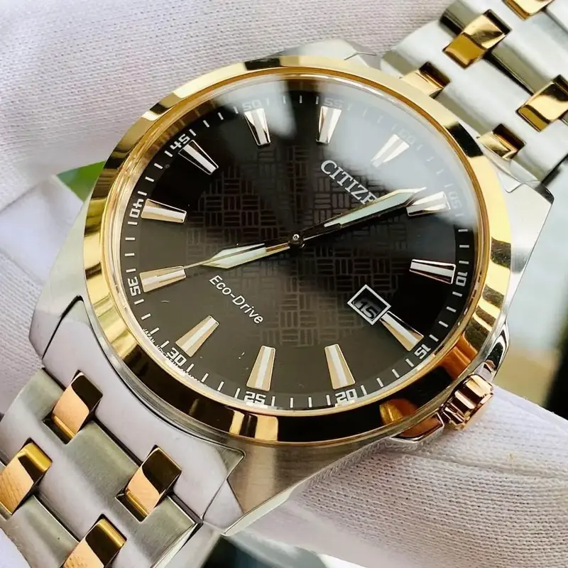 BM7536-53X שעון חדש של סיטיזן לגברים | דגם אקו דרייב סולארי ברצועת פלדה משולבת זהב רוז | לוח חום מיוחד | שנתיים אחריות | Peyten Brown Dial Stainless Steel Bracelet BM7536-53X