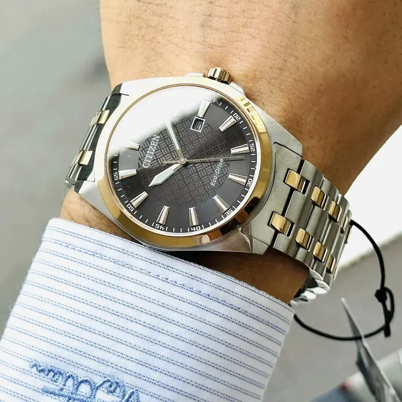 BM7536-53X שעון חדש של סיטיזן לגברים | דגם אקו דרייב סולארי ברצועת פלדה משולבת זהב רוז | לוח חום מיוחד | שנתיים אחריות | Peyten Brown Dial Stainless Steel Bracelet BM7536-53X