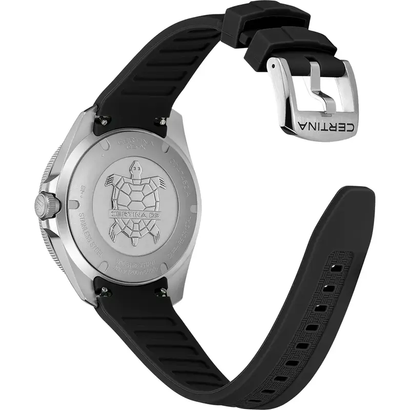 C047.452.17.081.01 שעון חדש של סרטינה לגברים | דגם ספורטיבי ברצועת סיליקון| באזל שחור אדום | דגם GMT | 5 שנות אחריות | Certina DS DS-X GMT 41mm Grey Dial Rubber Men';s Watch C0474521708101