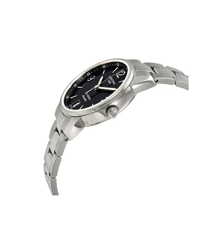 C034.210.11.057.00 שעון סרטינה לנשים מסדרת פודיום | לוח שחור מספרים זרחני | 5 שנות אחריות | שעון יוקרה שווצרי לנשים| Certina Urban DS Podium Lady Women';s Watch C0342101105700