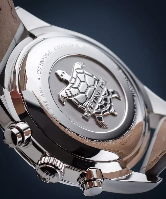 C033.234.16.118.00 שעון יוקרתי אלגנטי ומיוחד לאישה בלוח פנינה | דגם כרונוגרף ספורטיבי ברצועת עור לבנה | 5 שנים אחריות | C0332341611800 Certina Urban DS-8 Chrono Lady Women';s Watch