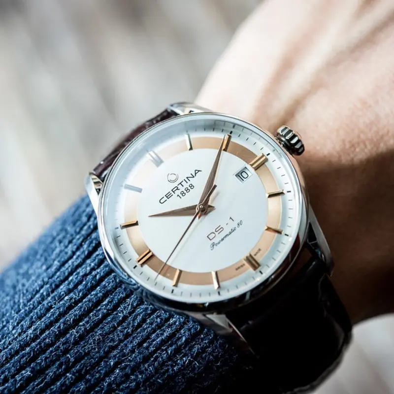 C029.807.16.031.60 שעון יוקרתי של סרטינה לגברים | דגם אוטומטי במהדורה מיוחדת להימליה | לוח משולב זהב רוז | גב אחורי שקוף ומיוחד | 5 שנים אחריות | Certina Powermatic 80 Himalaya Special C0298071603160