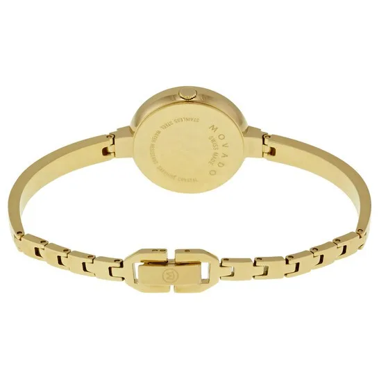 0607018 שעון מיוחד לאישה של מובאדו שוויץ | דגם צמיד בלוח נצנצים | שעון שווצרי איכותי כולל שנתיים אחריות יבואן רשמי| מלאי מוגבל | Movado Yellow Gold Stainless Steel Ladies Watch 0607018