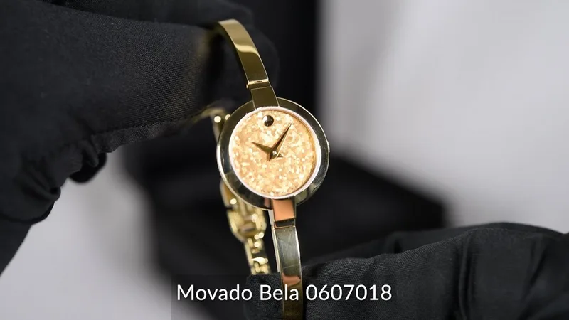 0607018 שעון מיוחד לאישה של מובאדו שוויץ | דגם צמיד בלוח נצנצים | שעון שווצרי איכותי כולל שנתיים אחריות יבואן רשמי| מלאי מוגבל | Movado Yellow Gold Stainless Steel Ladies Watch 0607018