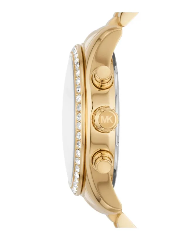 MK7241 שעון מייקל קורס יבואן רשמי | דגם זהב משובץ זרקונים בלוח פנינה לבן רומי | כרונוגרף | שנתיים אחריות פלאנט טיים | Michael Kors Lexington Round Dial Women - MK7241