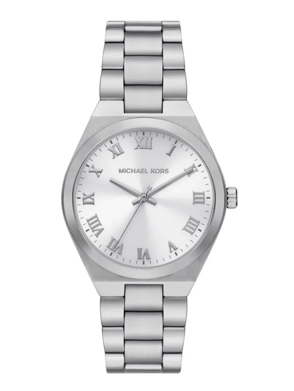 MK7393 מייקל קורס מקורי יבואן רשמי לאישה | דגם כסוף חדש בלוח כסוף רומי | שעון אופנתי אלגנטי כולל שנתיים אחריות פלאנט טיים | Michael Kors Lennox 37mm Ladies Watch Silver MK7393