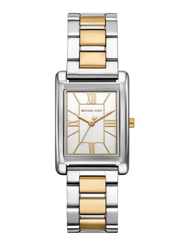 MK4967 שעון מייקל קורס יבואן רשמי | דגם חדש מלבני לאישה משולב זהב לוח רומי | שנתיים אחריות פלאנט טיים | Michael Kors Essex Women';s Watch MK4967