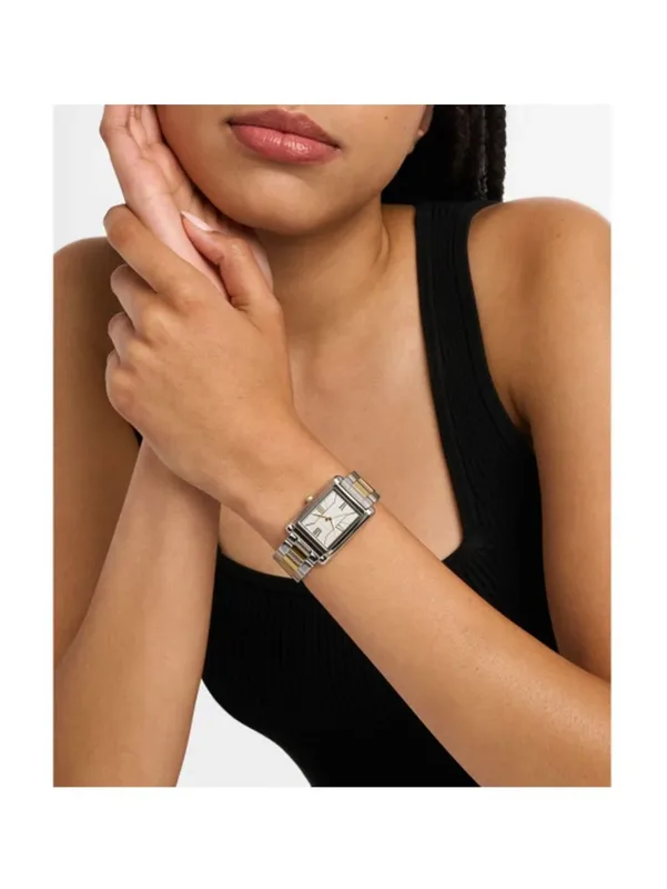 MK4967 שעון מייקל קורס יבואן רשמי | דגם חדש מלבני לאישה משולב זהב לוח רומי | שנתיים אחריות פלאנט טיים | Michael Kors Essex Women';s Watch MK4967