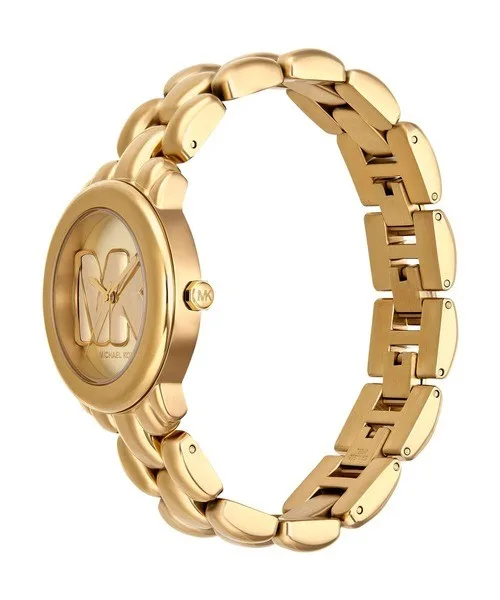 MK4923 שעון מייקל קורס יבואן רשמי לנשים | דגם חדש בלוח זהב 3D ממותג | שעון זהב אופנתי יוקרתי | שנתיים אחריות פלאנט טיים | Michael Kors Phoebe Women';s Watch MK4923